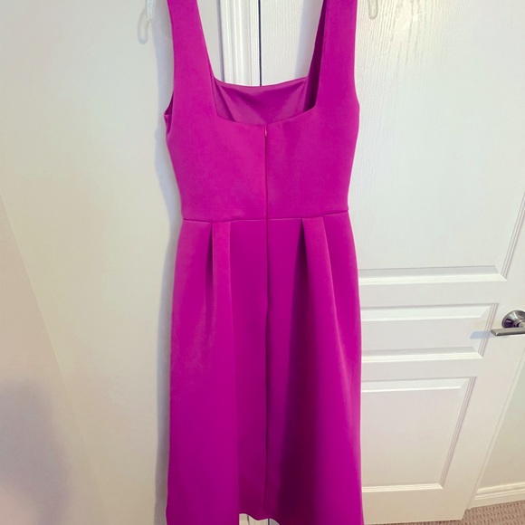 Square Neck Hi-Low Dress in Hot Pink - Picture 3 of 4
